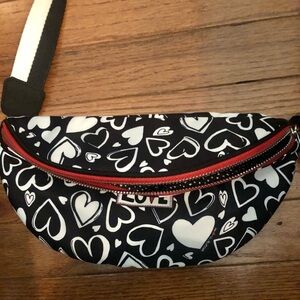 Heart Patterned Black and White Women's belt  Bag